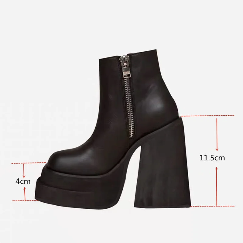 Женские ботильоны из натуральной кожи на молнии высоком каблуке и платформе |