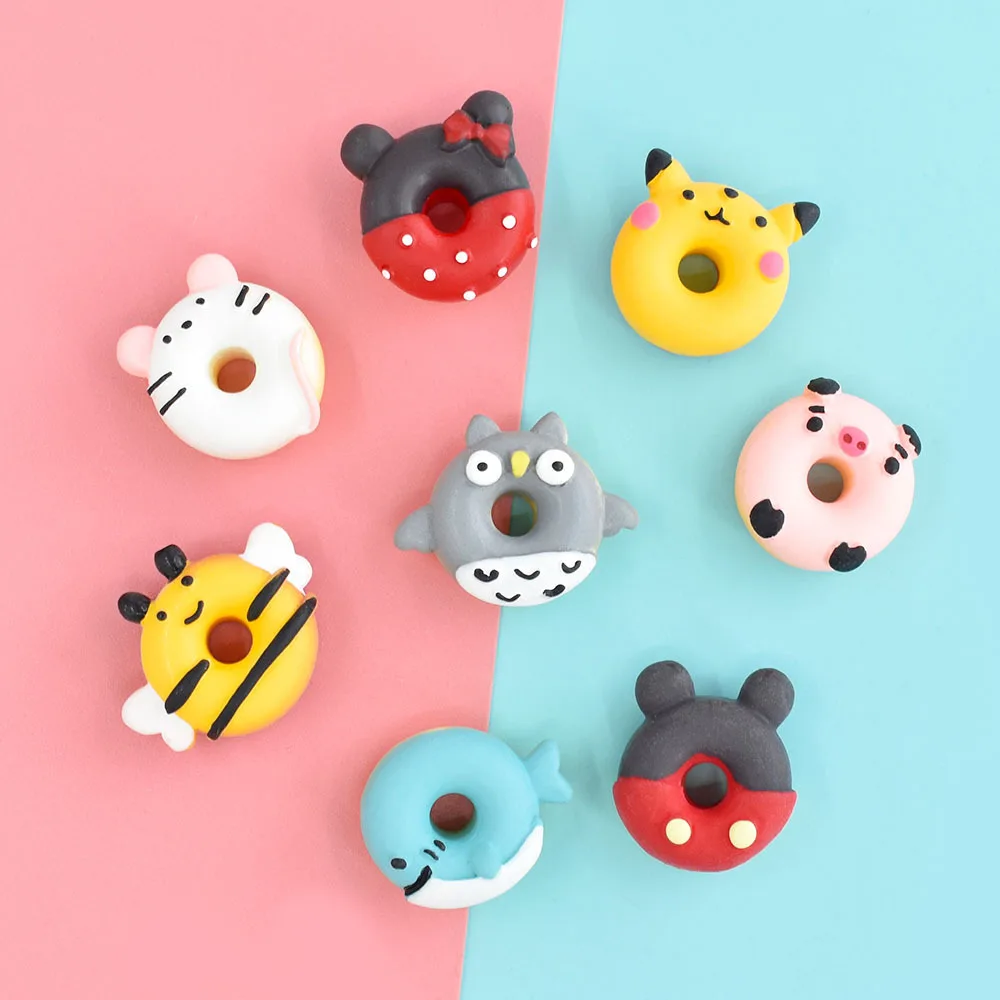 

10pcs Kawaii Resin Donuts Fake Food Miniature Accessories Scrapbooking Embellishments Cabochons Resin Materials Flatback Diy