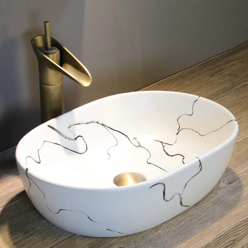 

Jingdezhen Art Inter-Platform Basin Chinese New Style Ceramic Washbasin Bathroom Table Wash Basin