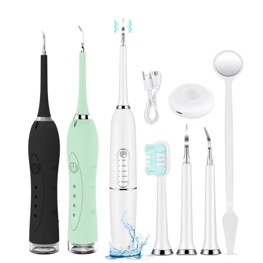 

Calculus Remover Oral Irrigator USB Rechargeable 5 Mode Stains Tartar Tool Teeth Whitening with Dentist Mirror Toothbrush