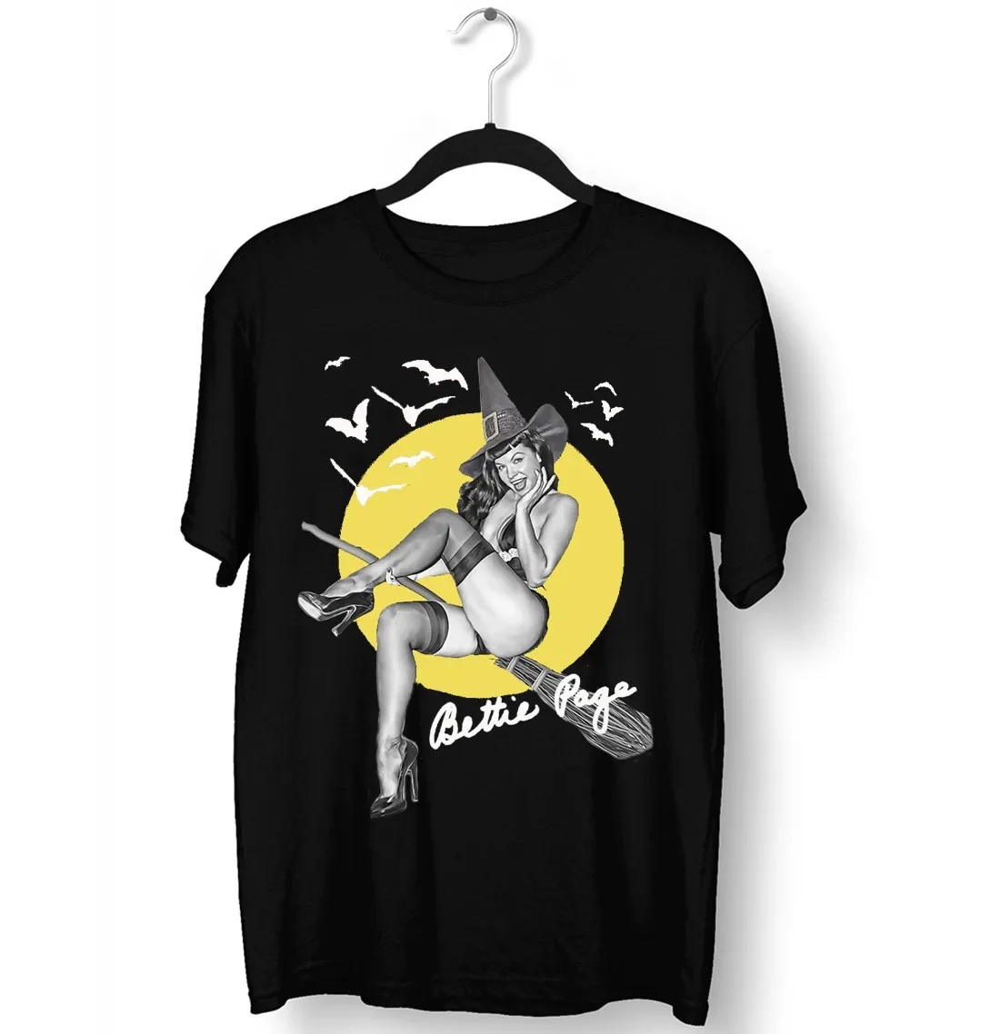 Фото Рубашка Xmas with Bettie Page Happy Halloween, классическая черная унисекс, S-5XL CC2106 №1