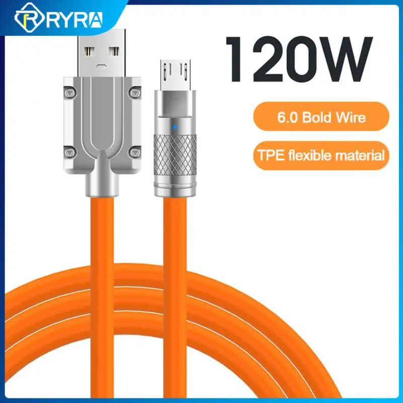 

RYRA 6A 120W Liquid Type-C Silicone Cable Fast Charge Data Cable For Xiaomi Huawei Samsung USB Quick Charger Bold Data Line 1m