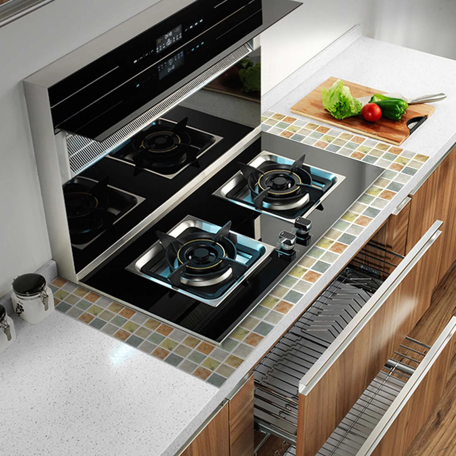 

20 шт., имитация стеклянной плитки, Наклейка 3d на стену, 30x30 см, домашние декоративные наклейки «сделай сам», самоклеящиеся водонепроницаемые ...