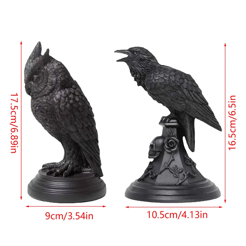 Ретро готический черный подсвечник в форме статуи ворона для Хэллоуина