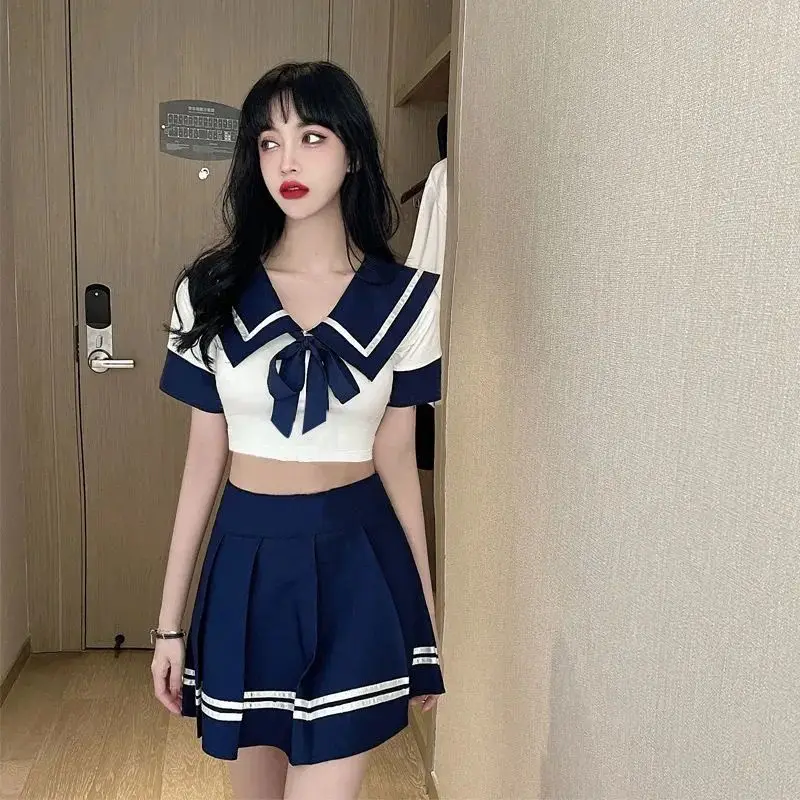 

Spliced Bow Conservative Women's Clothing Slimming Contrasting Colors JK Version Short Sleeve Off Shoulder Vacation Swimsuit