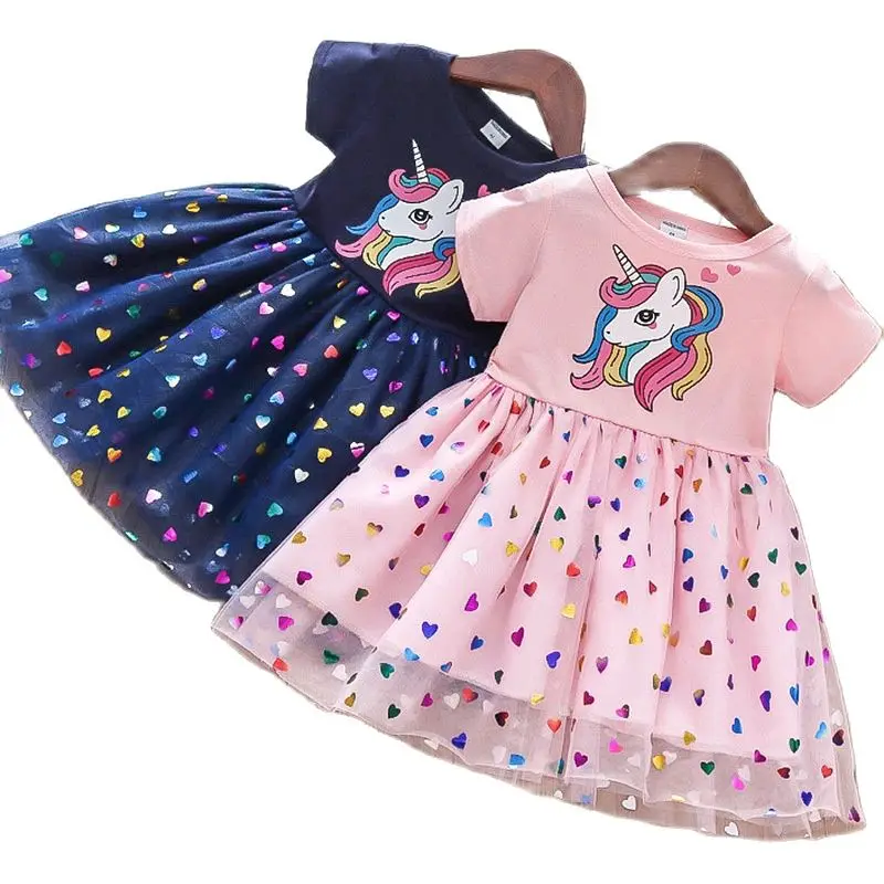 

Girls Clothes 2023 New Summer Princess Dresses Short sleeve Kids Dress Unicorn Party Baby Dresses for Children Clothing 1-7Y