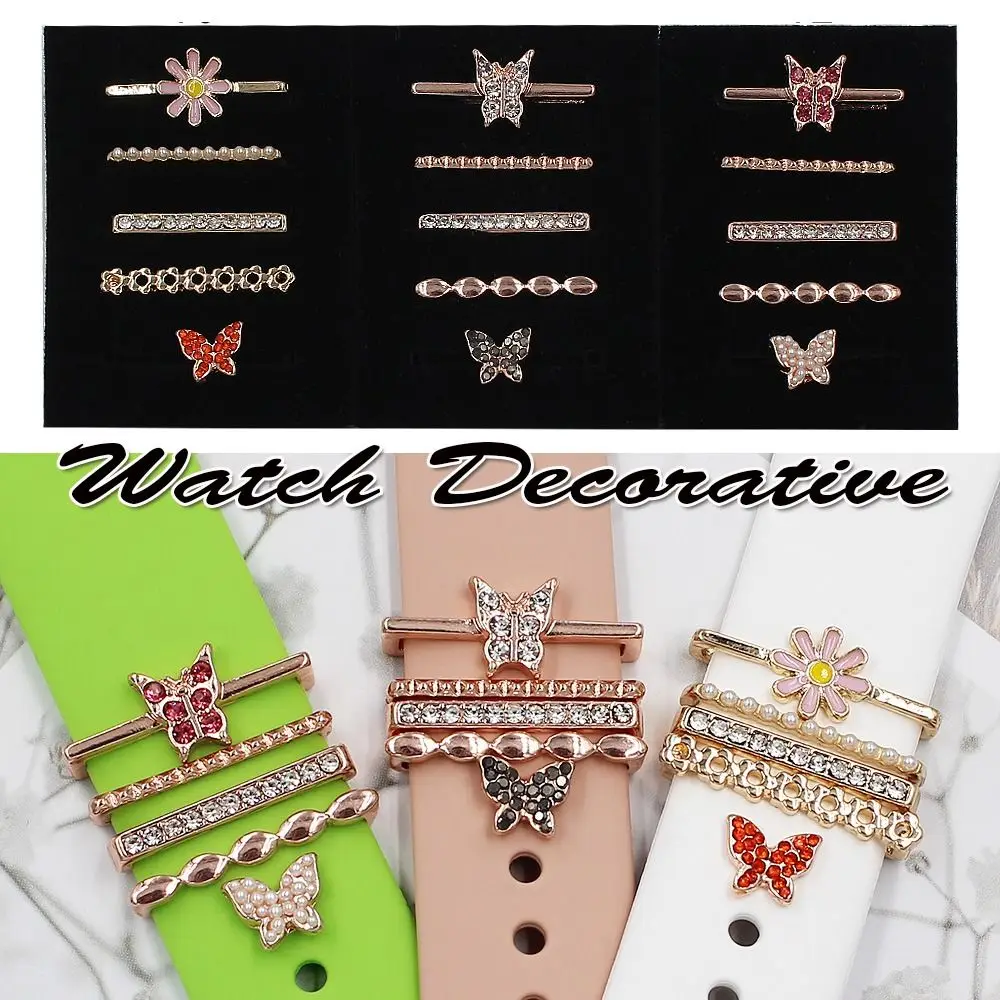 

Новинка, силиконовое кольцо Buttefly Bat, украшение с бриллиантами, подвески для часов, декоративное кольцо для Apple Watch, металлический ремешок