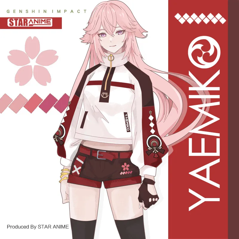 

Толстовка унисекс для косплея аниме Genshin Impact Yae Miko, Повседневная Толстовка в стиле Харадзюку, Свободное пальто для весны и осени