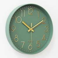 nordic simple modern wall clock round green plastic mute wall clock ins living room bedroom wall clock household supplies