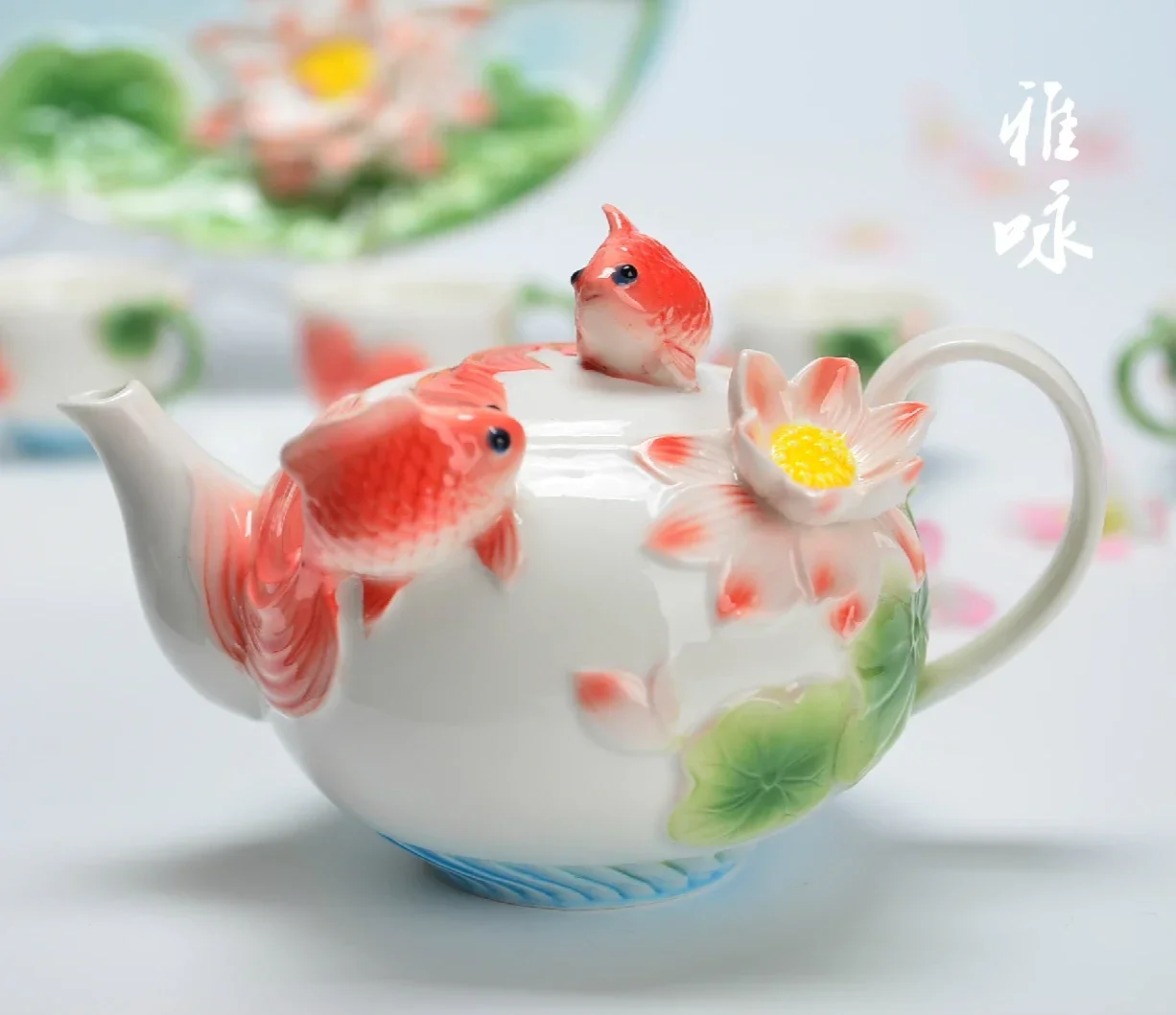Новый 3D эмалированный кофейный чайник креативный фарфоровый Relievo Lotus