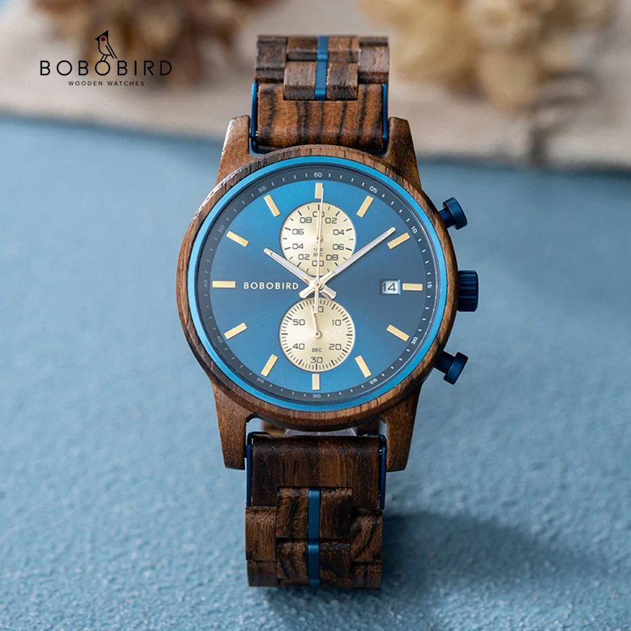 

BOBO BIRD Men Watches 2022 Stylish Wood & Stainless Steel Combined Chronograph Business Casual Quartz Wristwatches Dropshipping