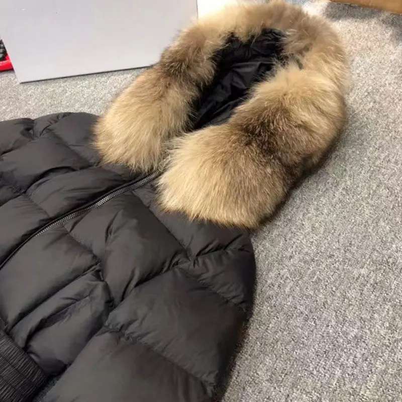 Natural Fur Collar Hooded Women Jacket Winter 2022 New Warm Down Coat Female Slim Elegant Thick Parkas 90% Duck Feather Overcoat enlarge