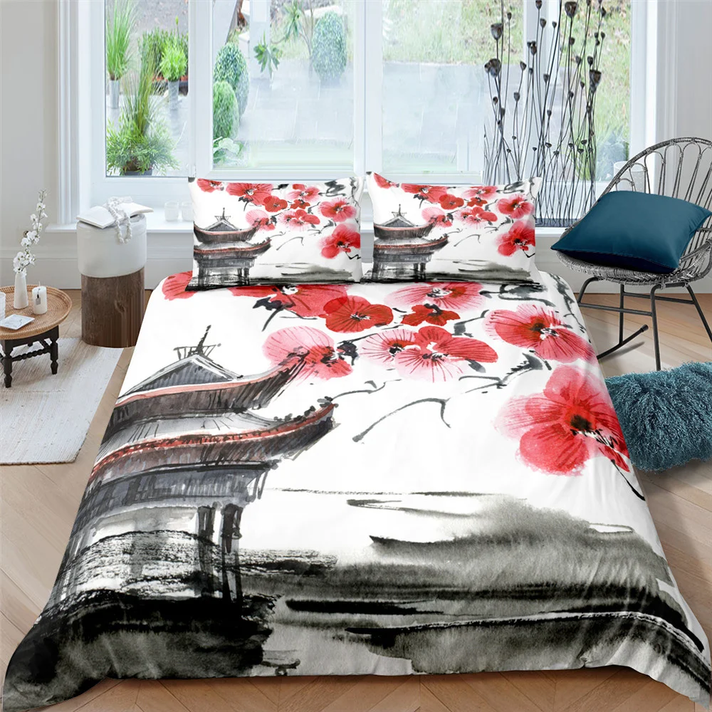 

Cherry Blossom Flower Chinese Kids Quilt Durex Full Twin King Size3Pcs Duvet Cover Bedding Linen Set Bedspread200x200 240x220