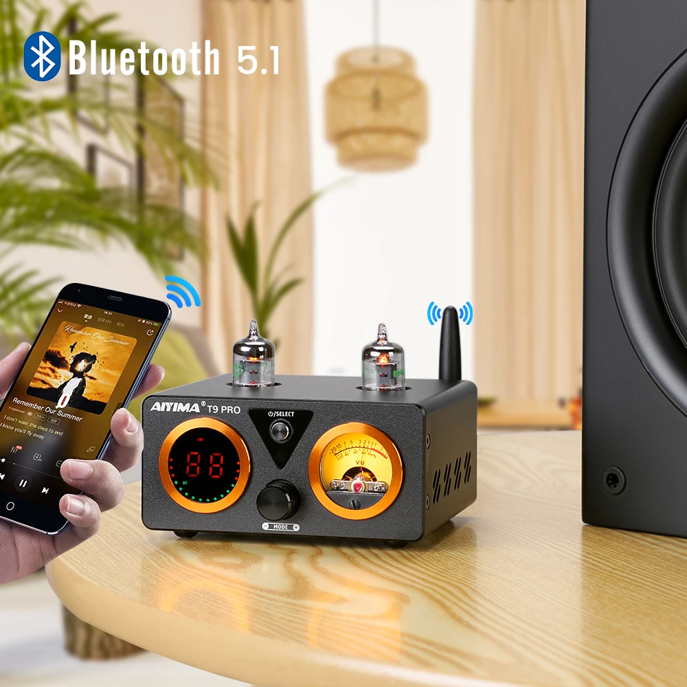 AIYIMA аудио T9 Pro стерео вакуумный трубчатый усилитель Bluetooth 5 1 QCC3031 Aptx USB DAC COAX OPT HiFi