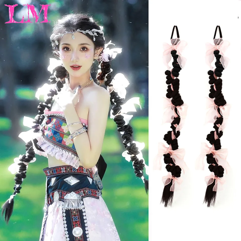 

LM Wig Bubble Braid Euramerican Simulation Boxing Fried Dough Twists Braid Long Braid Tissued Sweet Cool Spicy Girl Horsetail Tw