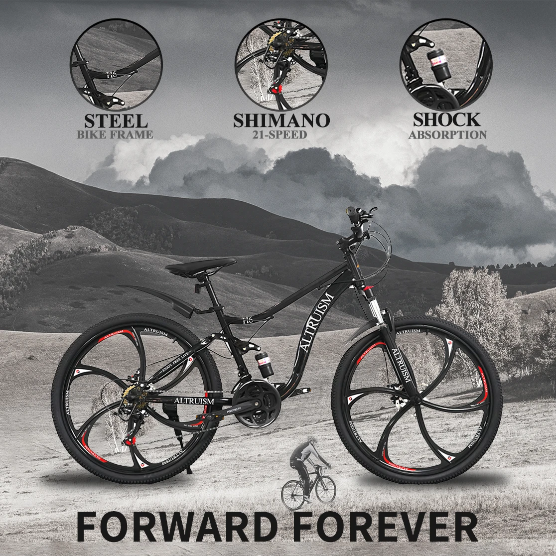 Велосипед горный MTB 21 скорость с двойными дисками тормоза для мужчин и женщин 26 дюймов стальной рамой с переключателем Shimano Derailleur H6 bicicleta bicycles on.