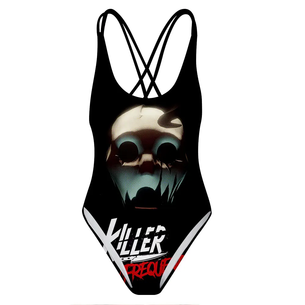 

Women Sling One-piece Swimwear Killer Frequency Backless Swimsuit Beach Bathing Suit