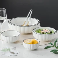 ceramic tableware set japanese and korean creative small fresh pumpkin bowl black line tableware restaurant household dishes