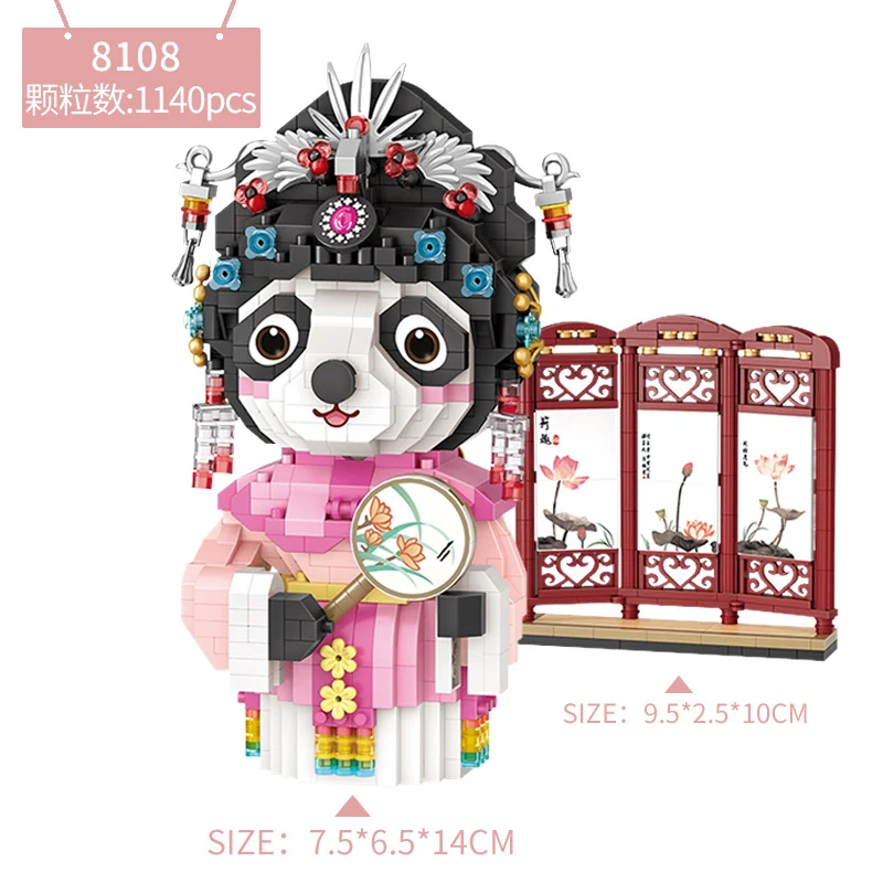 

Mini Blocks Chinese Opera LOZ Panda Cute Collection Figures Bricks for Girls Gifts Fun Doll Children Toy Kids Adult Present 8108