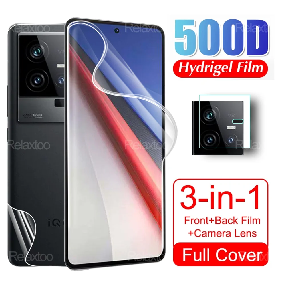 Гидрогелевая пленка 3To1 для Vivo iQOO 11 Pro 5G, передняя и задняя крышка, защита экрана 11Pro, V2254A, iQOO11, V2243A, 6,78 дюйма, стекло для объектива камеры