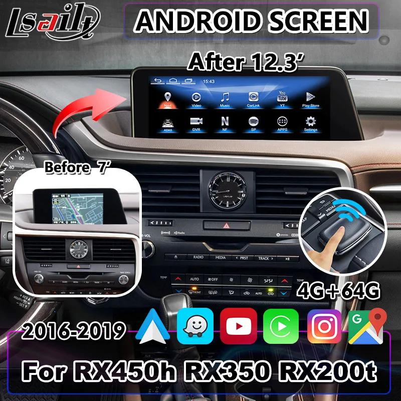 

Lsailt CP AA 12.3 Inch Android Car Multimedia Interface Screen for Lexus RX450h RX350 RX200t RX 450h Mouse Control 2016-2019