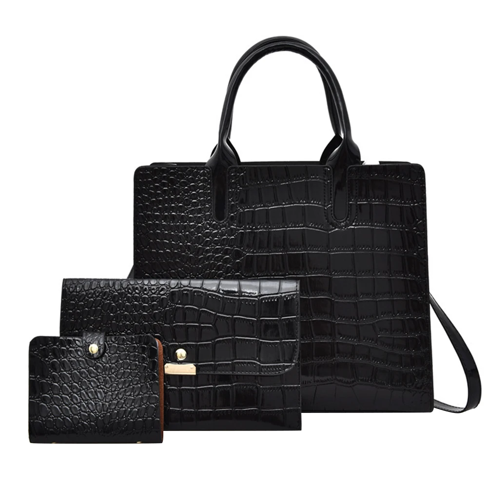 

Women PU Alligator Pattern Bag Pure Color Shoulder Fashion Ladies Card Holder Luxurious Chains Large Capacity Messenger Bag