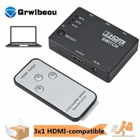 3x1 hdmi compatible splitter adapter hub auto switch 3 in 1 out switcher 1080p remote control for xbox360 ps3 projector hdtv