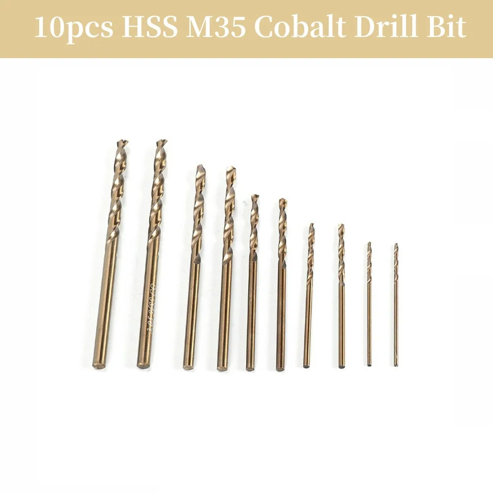 

10pcs HSS M35 Cobalt Drill Bit 1mm 1.5mm 2mm 2.5mm 3mm Used For Stainless Steel Workshop Equipment Power Tools