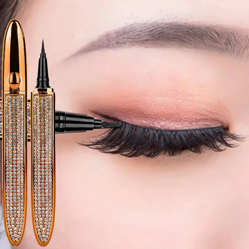 

2 In 1 Magic Lash Liner Glue Pen Self-adhesive Non Magnetic No Glue Bling Glitter Liquid Eyeliner Waterproof Eye Makeup Tools