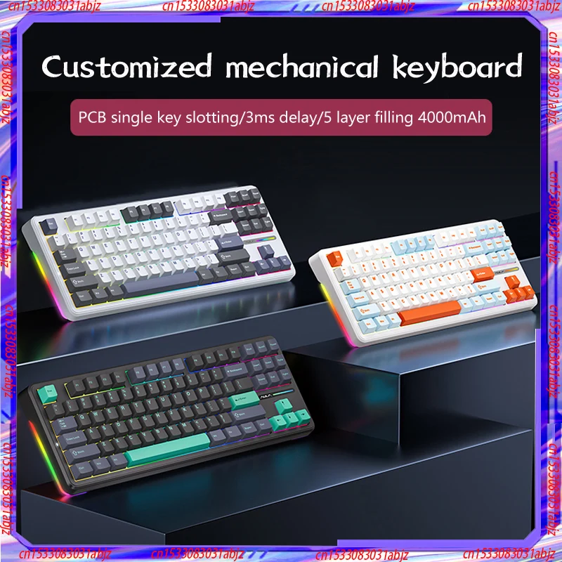 

Aula F87 Mechanical Keyboard Rgb Customized Gasket Structure Full-Key Hot-Plug Three-Mode Wireless Bluetooth Game With Low Delay