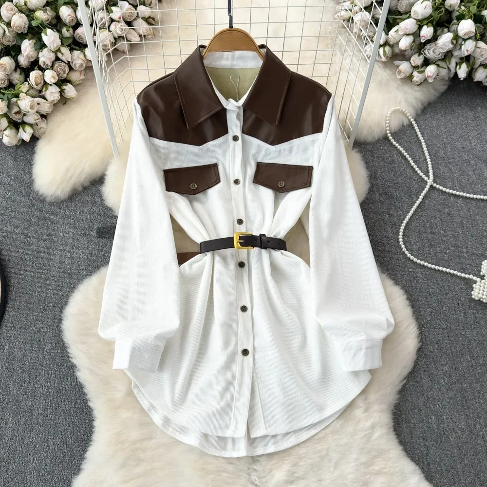 Рубашка и блузка в стиле пэчворк с длинным рукавом буффами