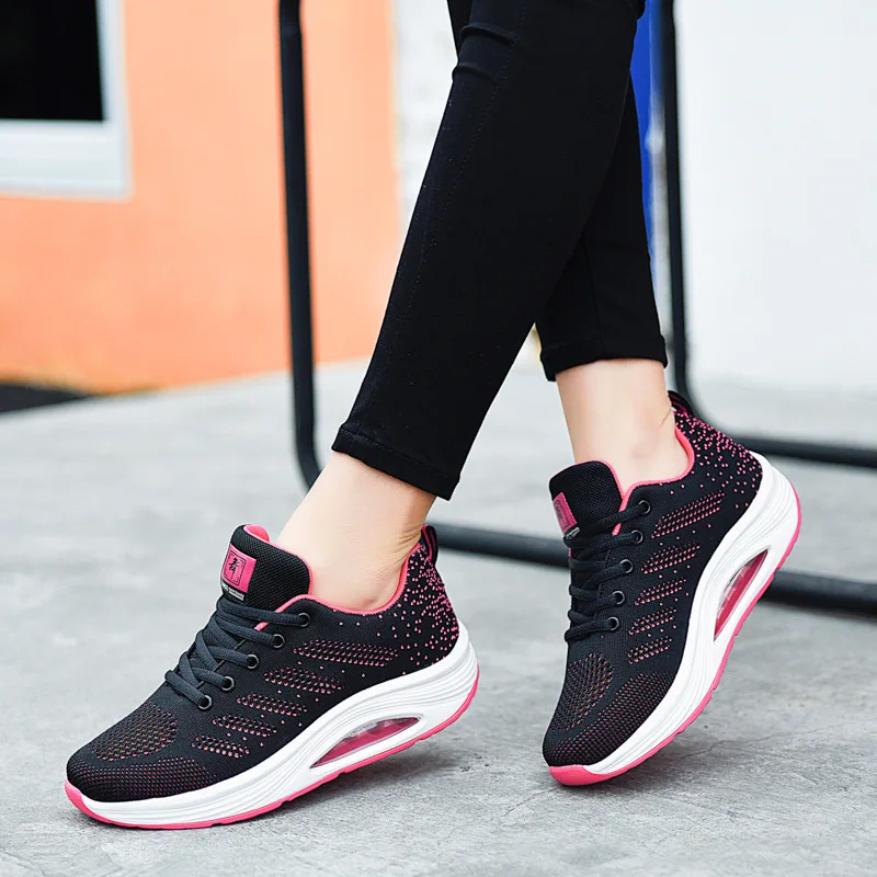 

Женские кроссовки с вулканизированной подошвой, Спортивная сетчатая дышащая повседневная обувь на платформе, с воздушной подушкой