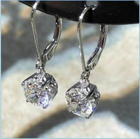 modern cubic zircon fashion jewelry silver plated crystal hoop dangle earring stud drop earring gifts