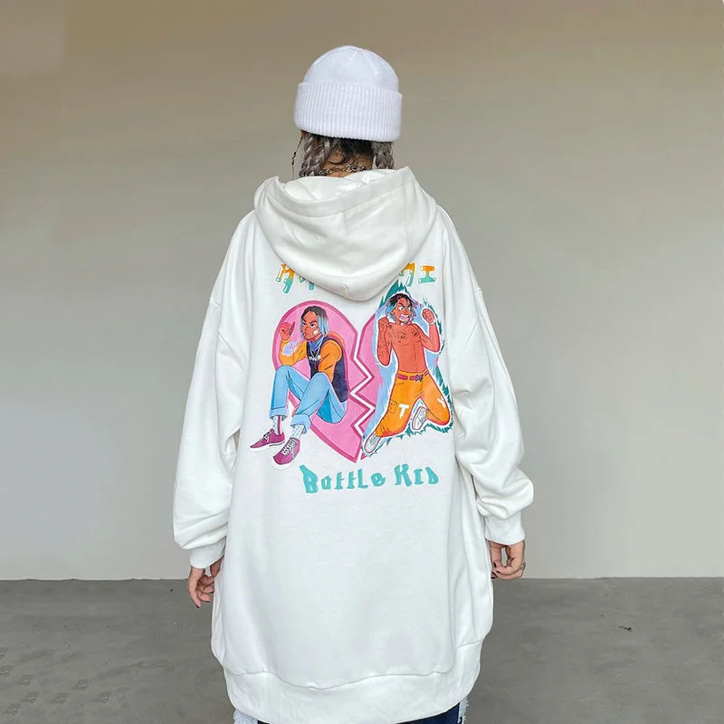 

Winter 90s Hip Hop Hoodie Men American Vintage Love Print Sweatshirt Women Y2K Streetwear Oversize Loose Couple Hooded Pullover