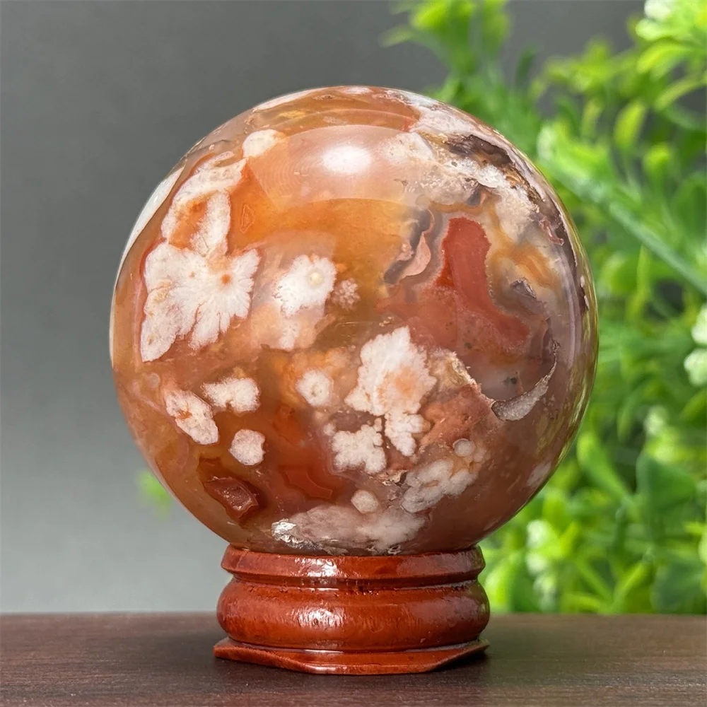 Шар Из Натурального Красного вишневого цветка агата энергетическая аура