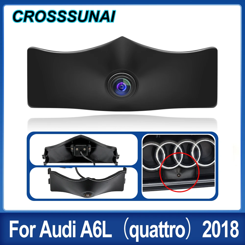 

CROSSSUNAI For Au-di A6L (quattro) 2018 HD Special For Car Lattice Logo Front Camera Night Vision 150° CCD OEM Front View Camera