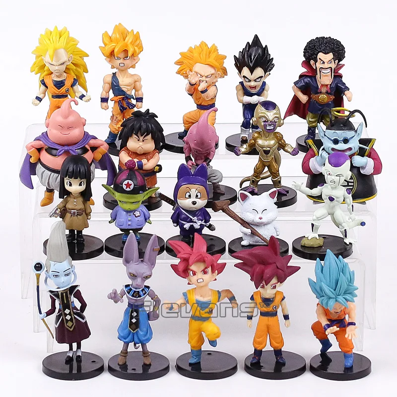 

20pcs/set Dragon Ball Z Son Goku Vetega Majin Buu Freeza Beerus Whis Mark Karin Gotenks PVC Figures Anime Figurals Toys