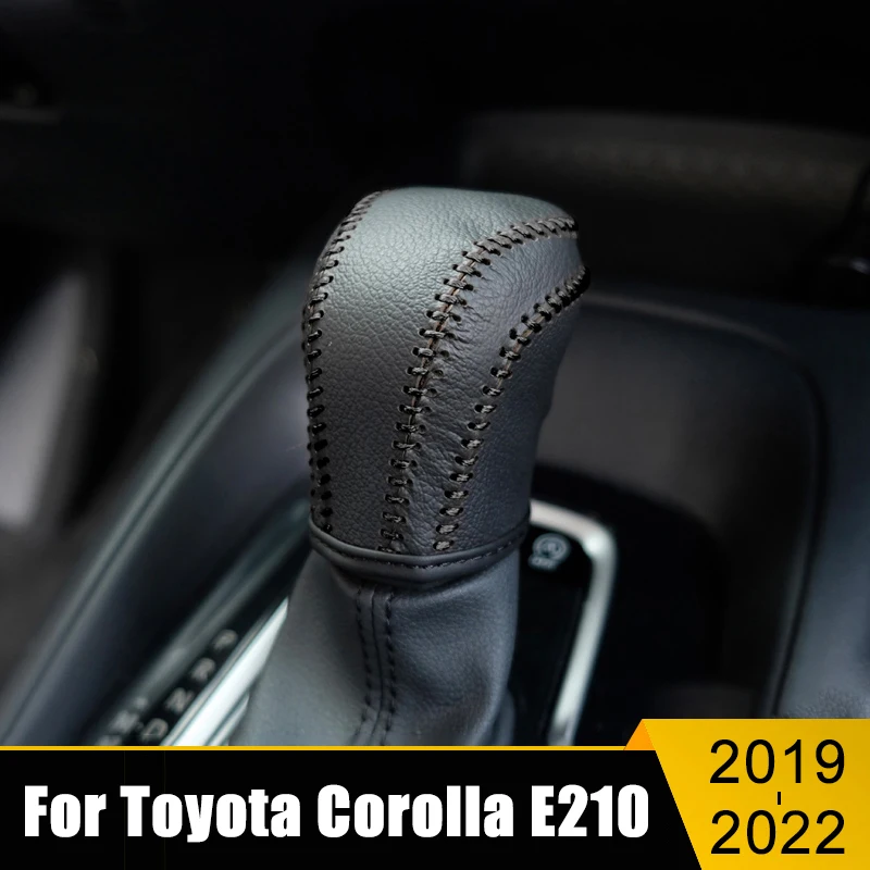 PU deri vites başkanı vites topuzu yaka kapak dekorasyon aksesuarları araba Styling Toyota Corolla için Fit E210 2019 2020 2021 2022
