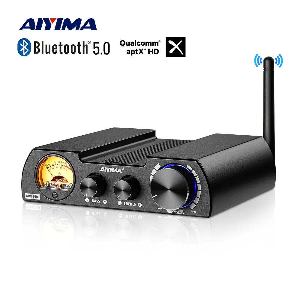 AIYIMA A08 Pro TPA3255 Bluetooth 5.0 Power Amplifier 300Wx2 Stereo Audio Amplifier Speaker Home Amplificador VU Meter Amp