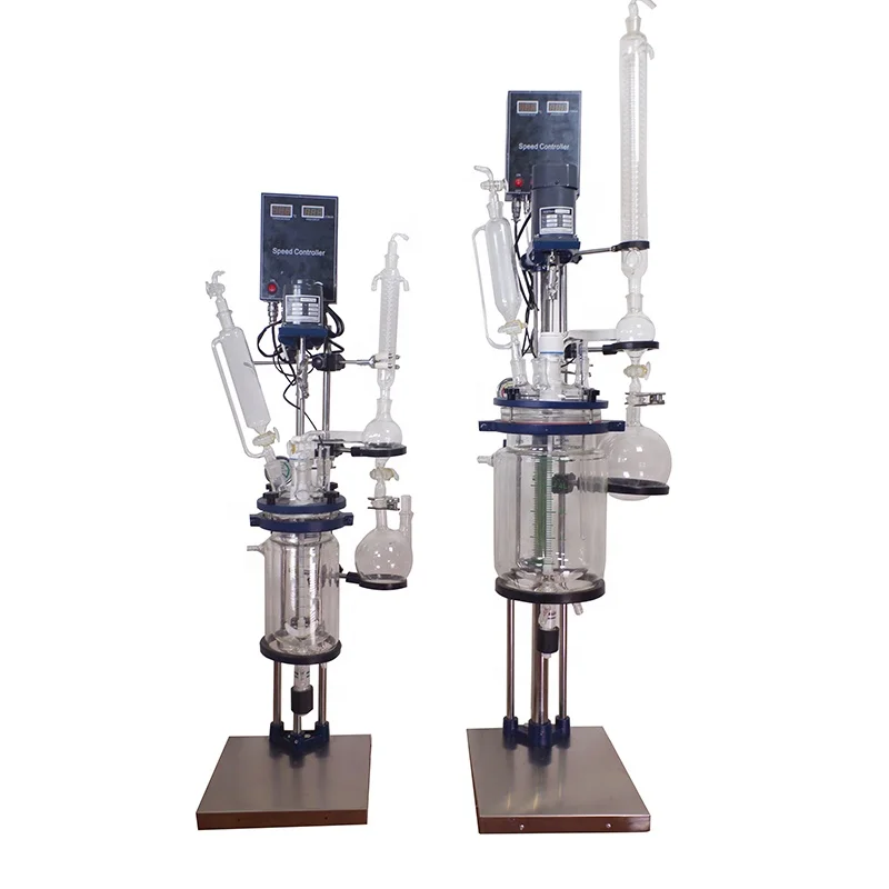 

Chemical extraction lab 5L jacketed glass reactor with double layer