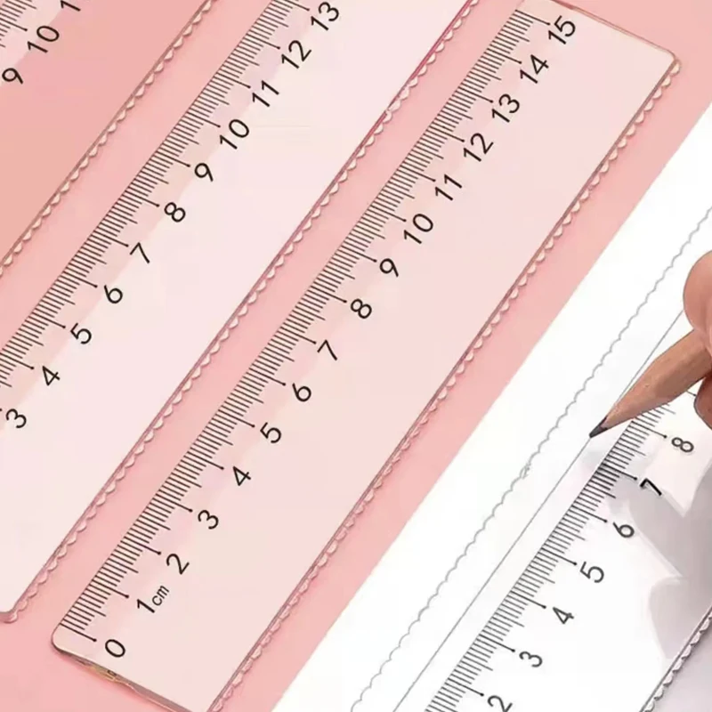 

10Pcs Transparent Straight Ruler 15cm Scale Straight and Wavy Lines Drawing Tool Student Stationery Office Supplies