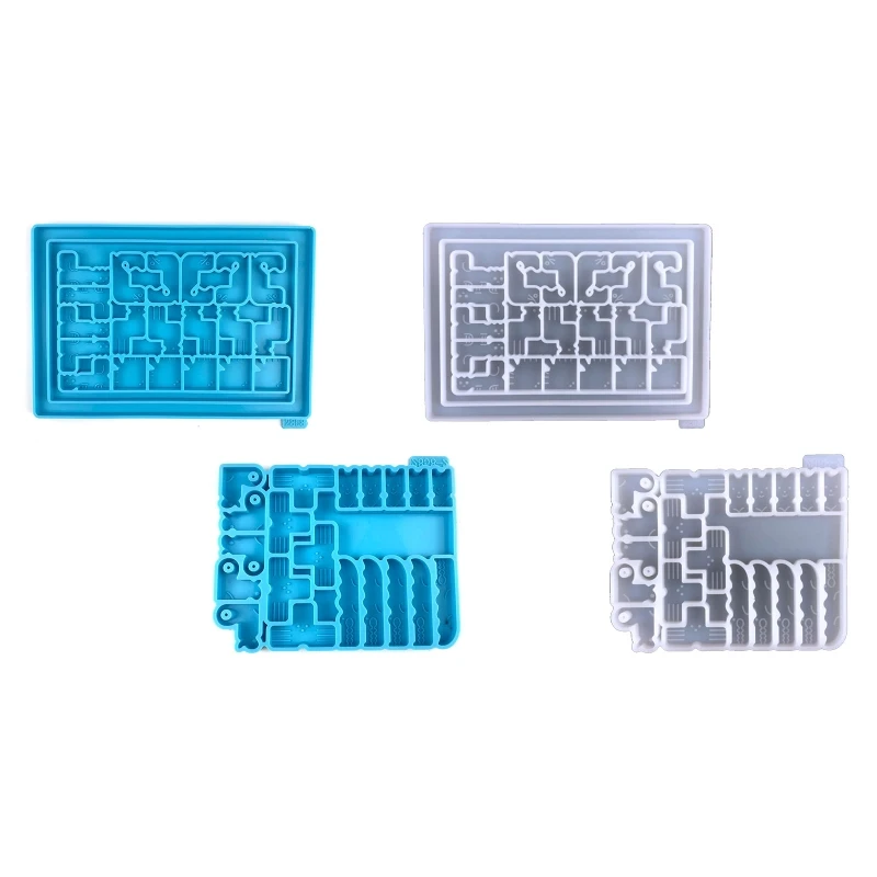 

N58F Resin Molds Mini Cube Silicone Square Tray Epoxy Crystal DIY Stackable Puzzle Tangram Russian Interlocking Blocks Mold