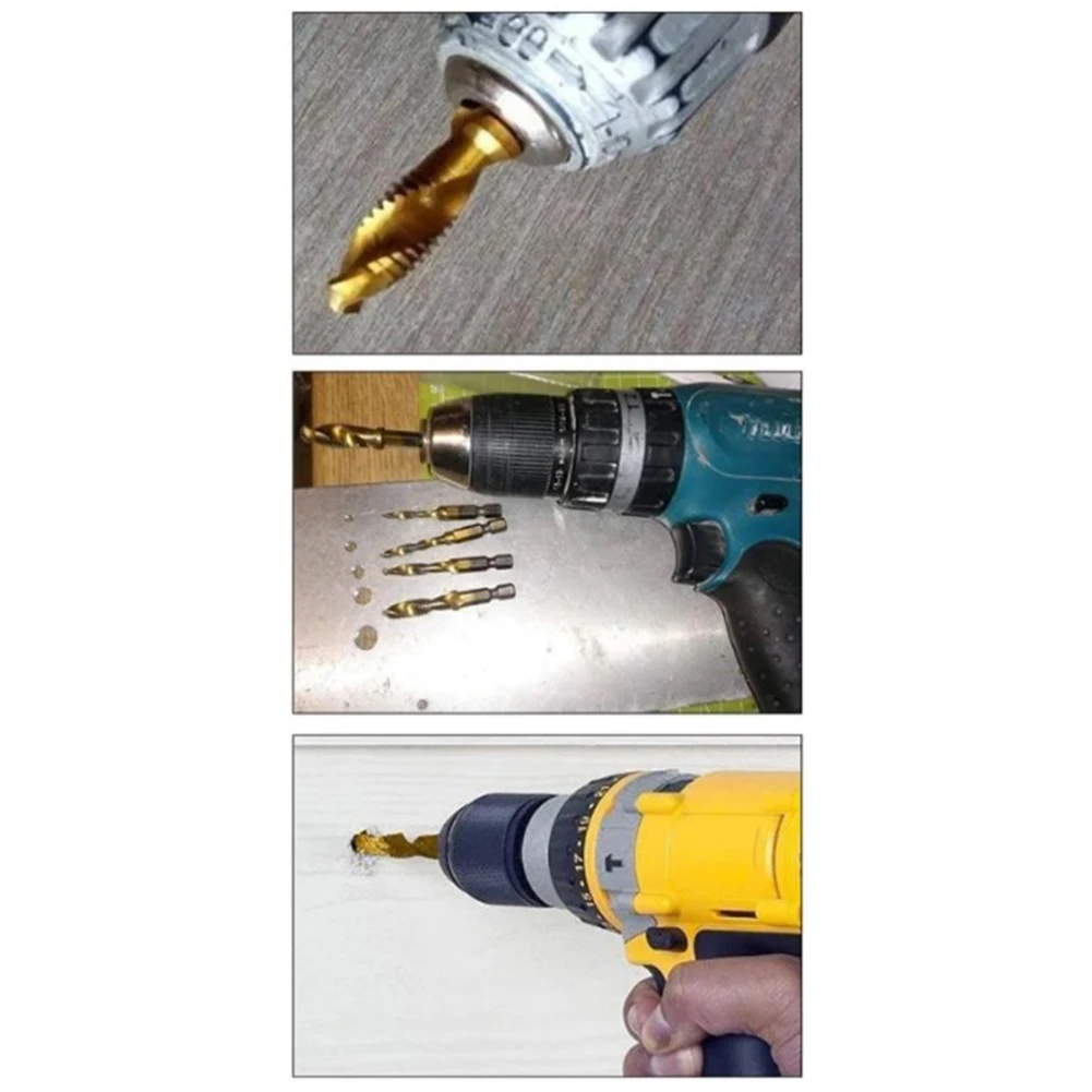 

Tap Drill Bit Hex Machine Compound Drill Bit Plated Replacements Shank Threaded Titanium 1pc Accessories Profi