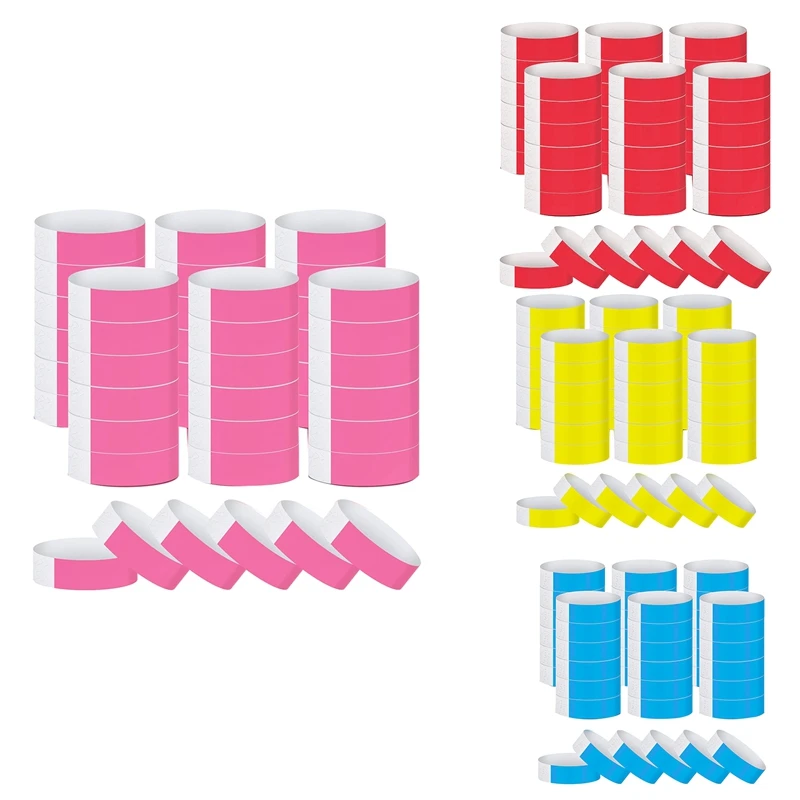 

600 Packs Of Paper Wristbands Neon Event Wristbands Colorful Wristbands Waterproof Paper