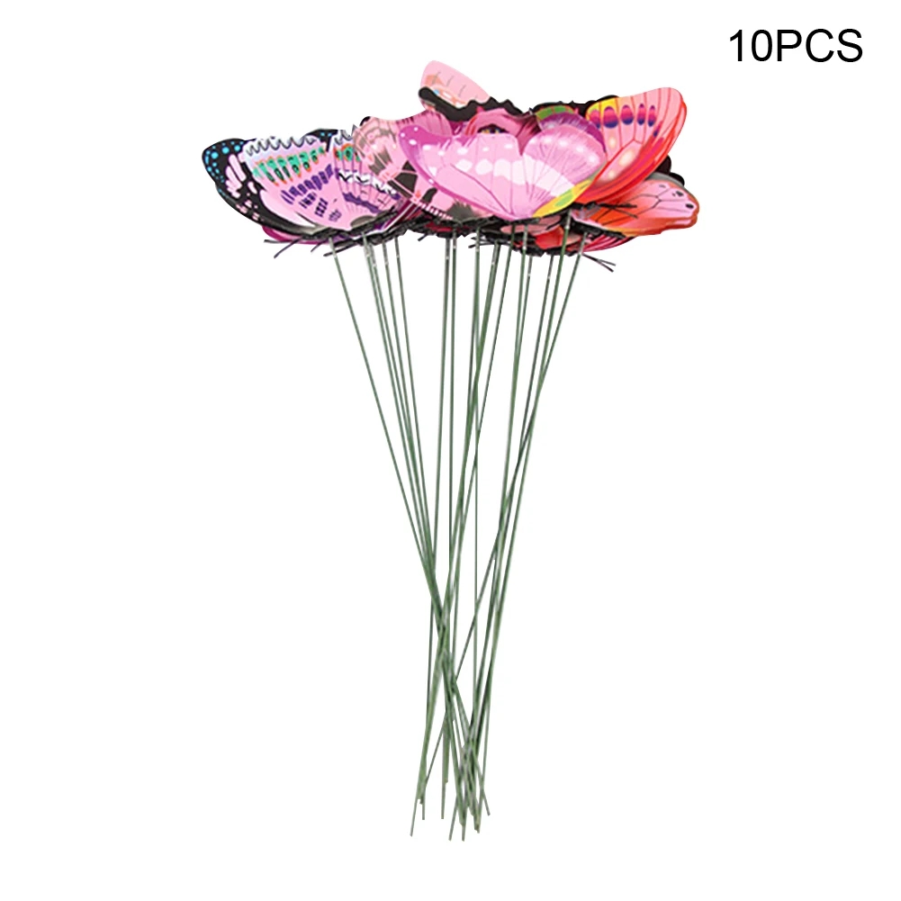 

10pcs Simulation Butterflies Stakes Ornament Garden Stake Yard Garden Decoration Outdoor Flower Pot Decor Fake butterflies Home