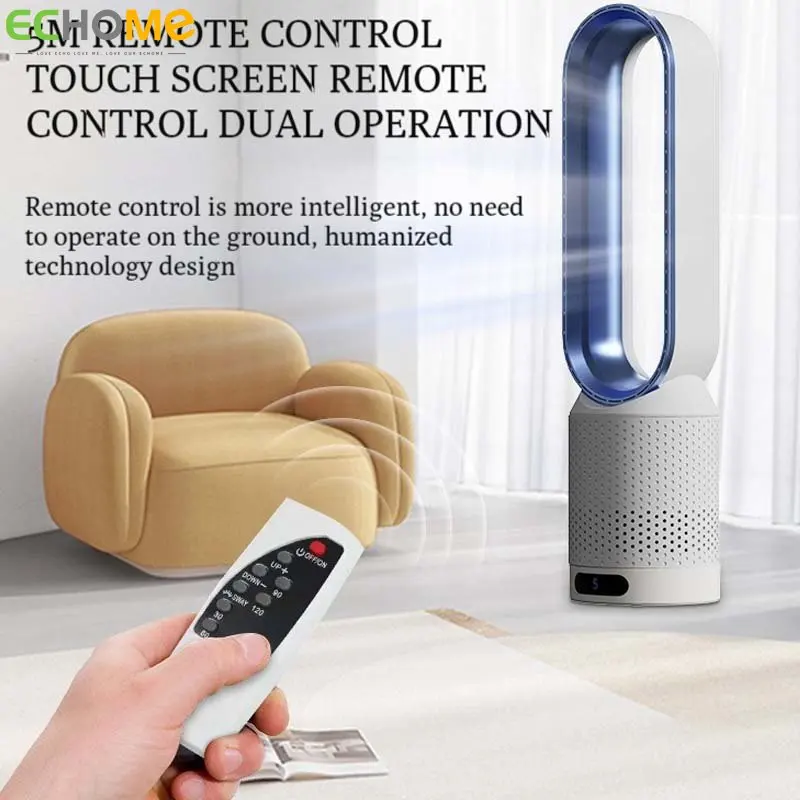 

20Inch Bladeless Electric Fan Remote Control Negative Ion Air Purification Cooling Air Fans Remote Timing LED Switch Summer Fans
