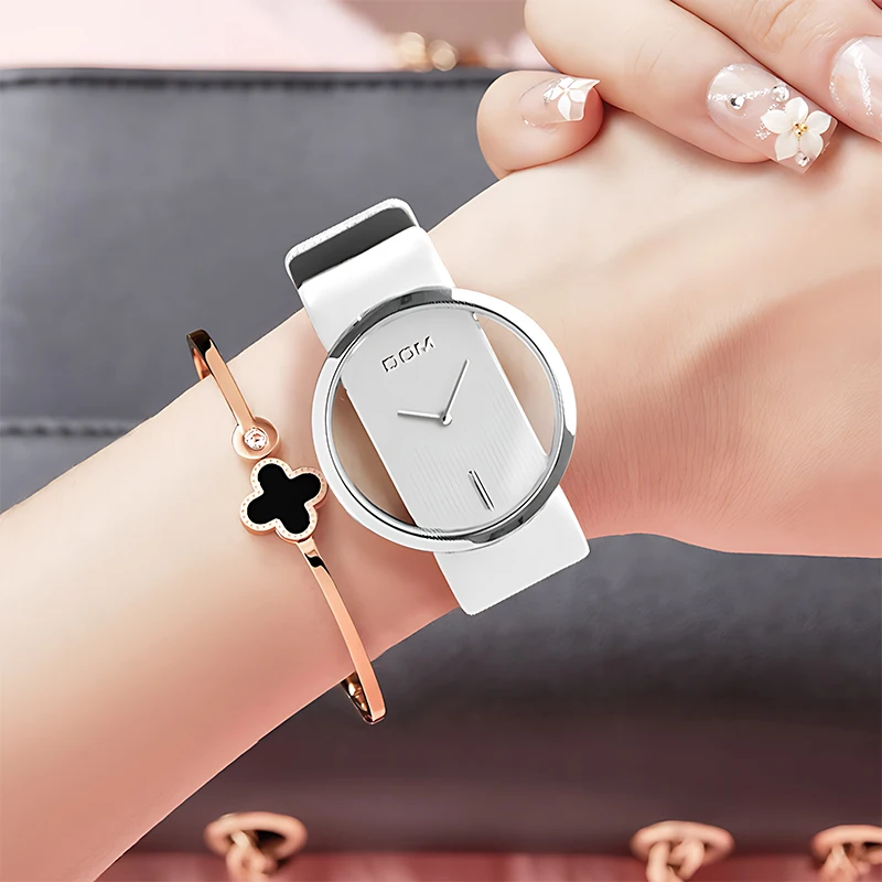 

DOM 205 Simple Design Women's Watches Japan Quartz Movement Watch High Quality 3atm Waterproof Hollow Out Dial Ladies Wristwatch