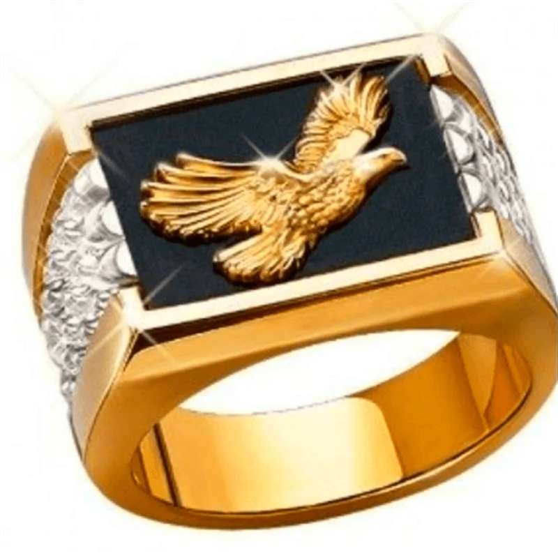 

Domineering metal eagle flying male ring punk hip-hop style enamel animal male cocktail party ring jewelry jewelry size 6-13