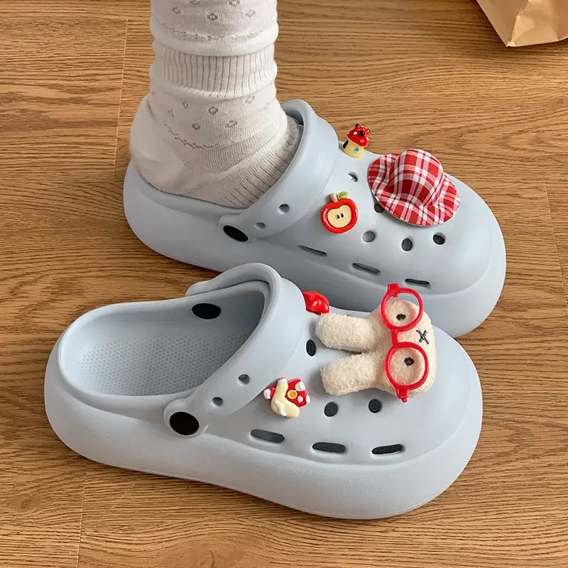 Фото Милые женские тапочки-сабо Miffy с кроликом, мультяшные, с толстой подошвой, нескользящие, с закрытым носком, пляжные, подарок на день рождения №1