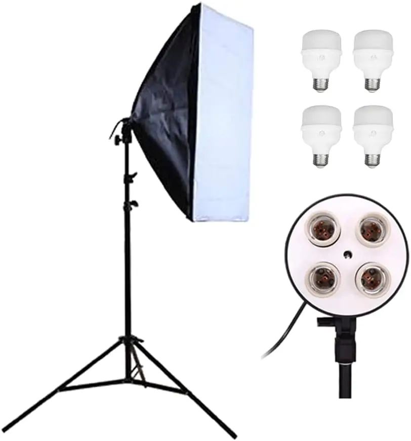 

NEW Kit Soft Box Quadruplo 50 X 70 + Tripé 2m + 4 Lampadas Led, luz contínua para est